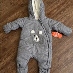 Wonder Nation Gray Bear Hooded Footie